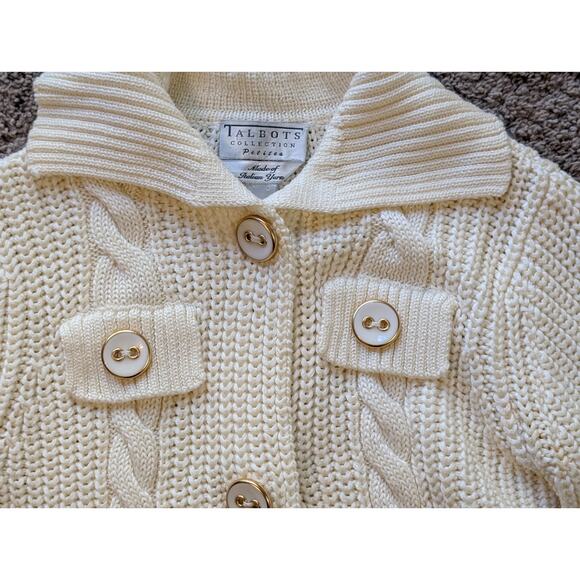 Vtg Crochet Cardigan XS Light Academia Preppy Cable Knit Cottagecore Pima Fairy - Picture 10 of 11